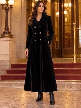 Vintage 1970s Rain Master Marielle Fleury Black Velvet Coat Made Canada Size M